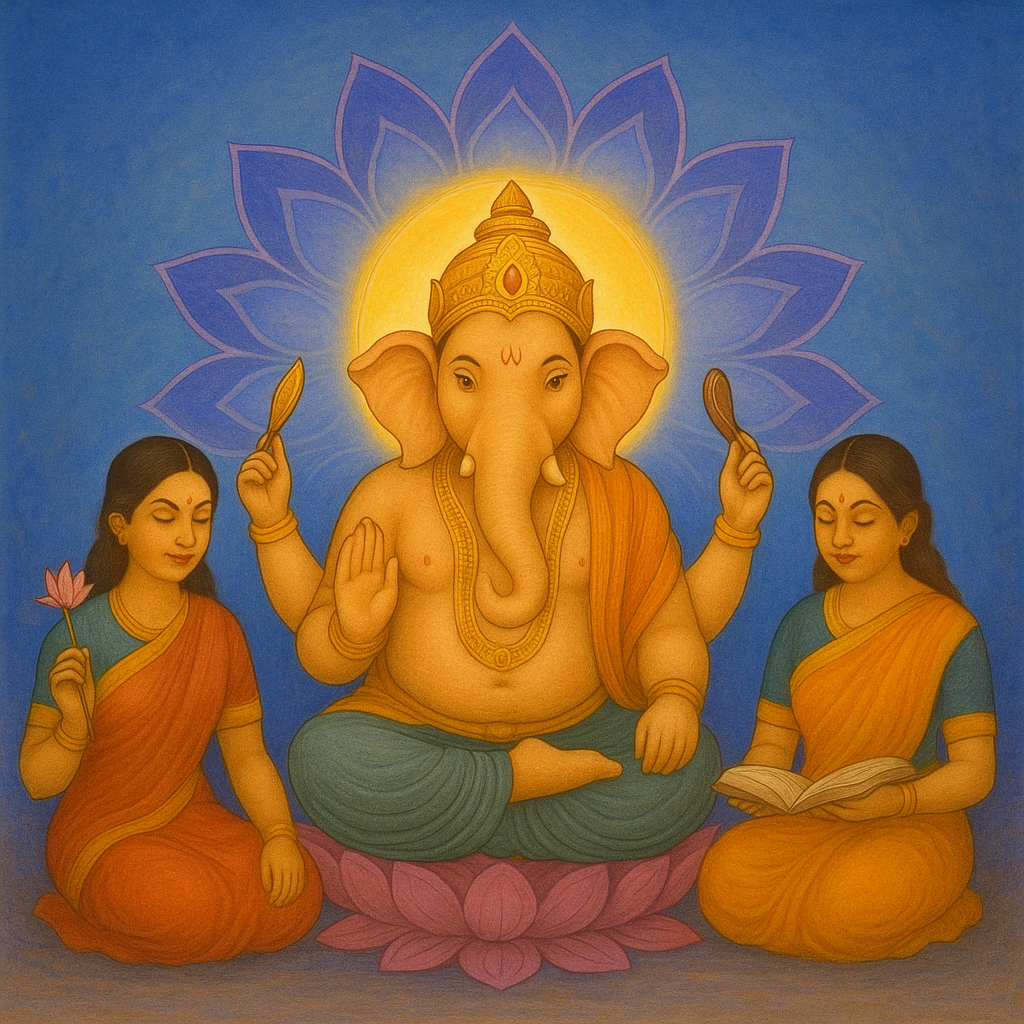 Lord Ganesha with Riddhi Siddhi
